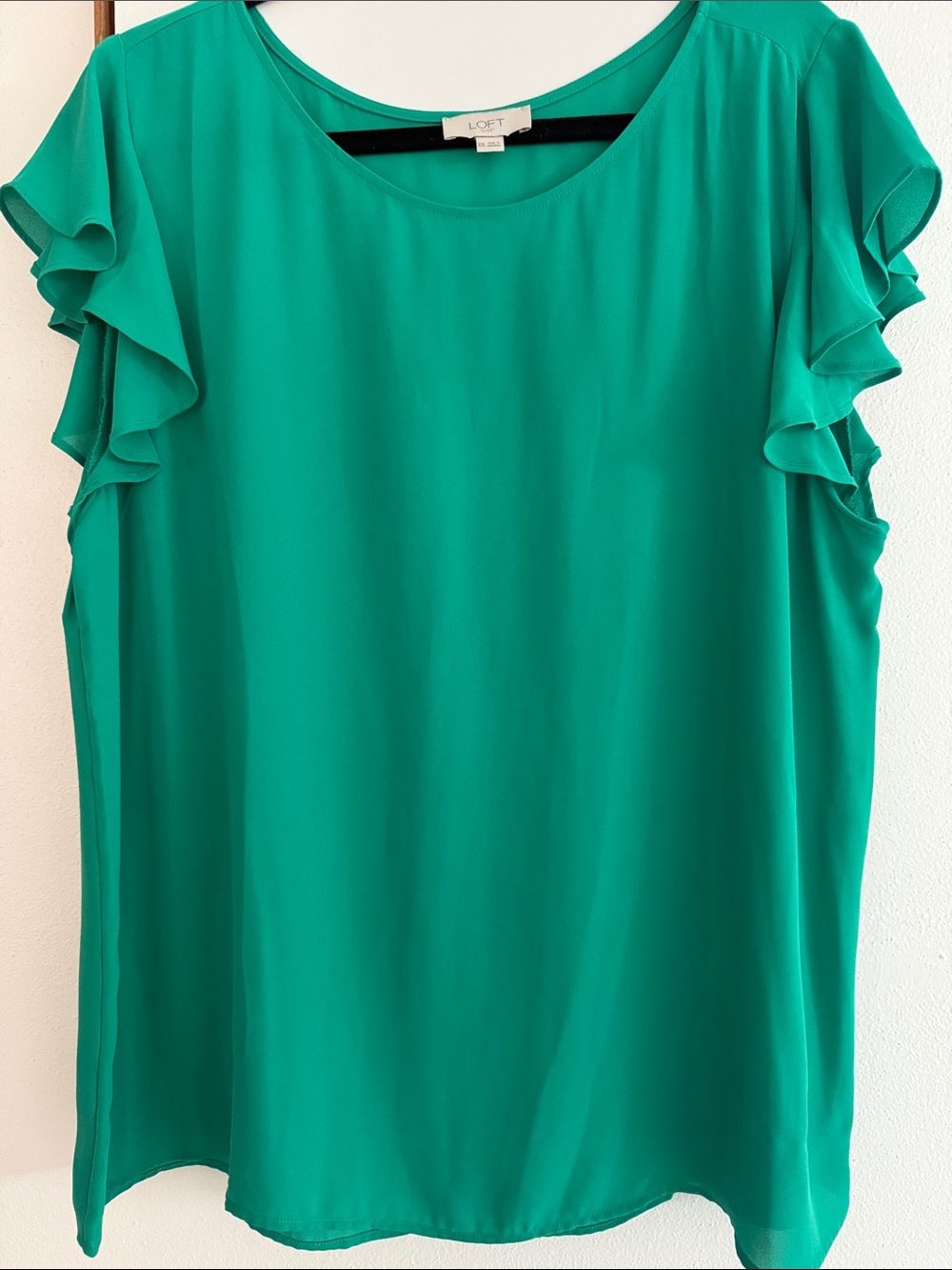 LOFT Teal Green Ruffle Sleeve Blouse